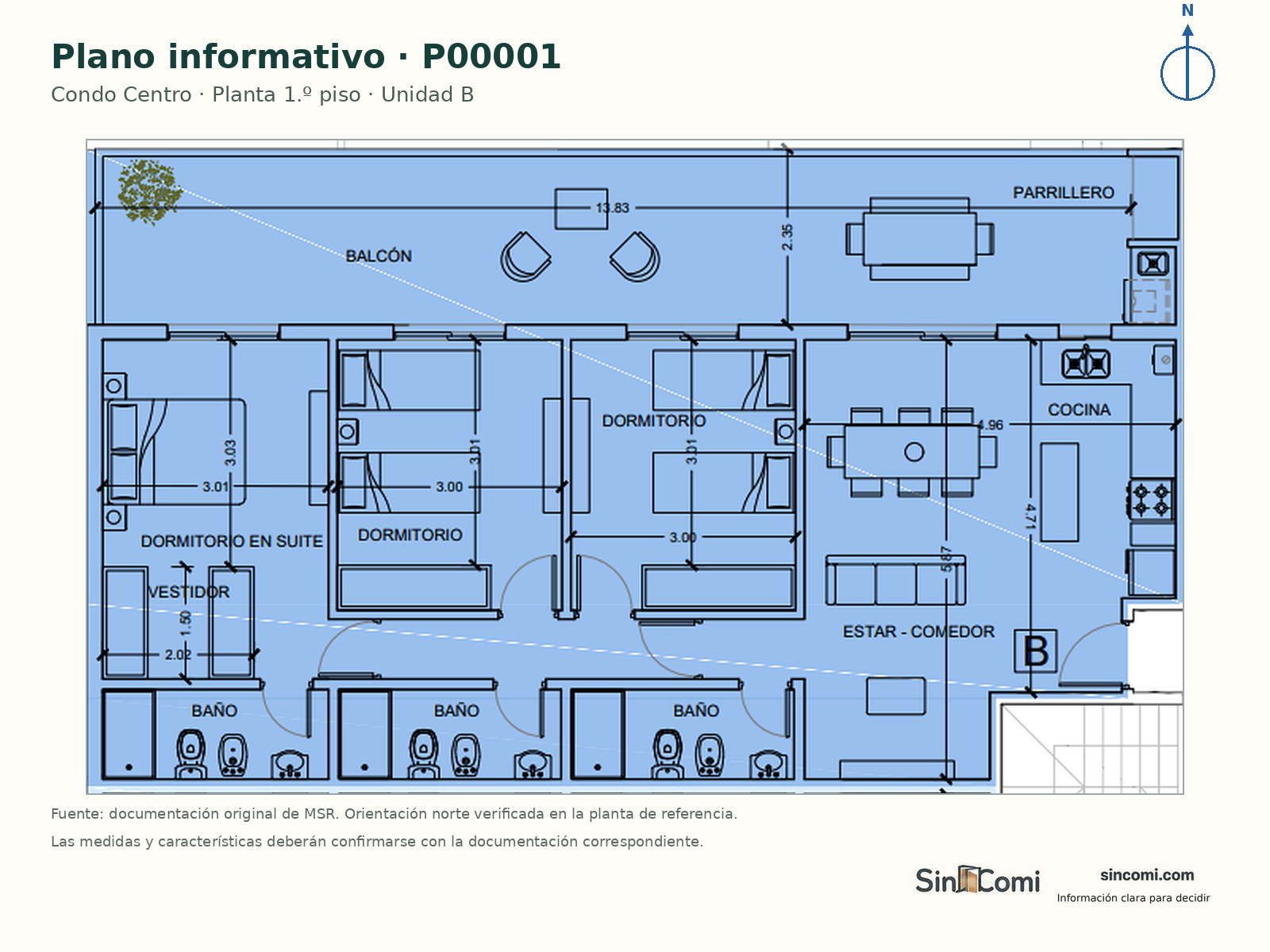 departamento 01-B Condo Centro - 3 dormitorios