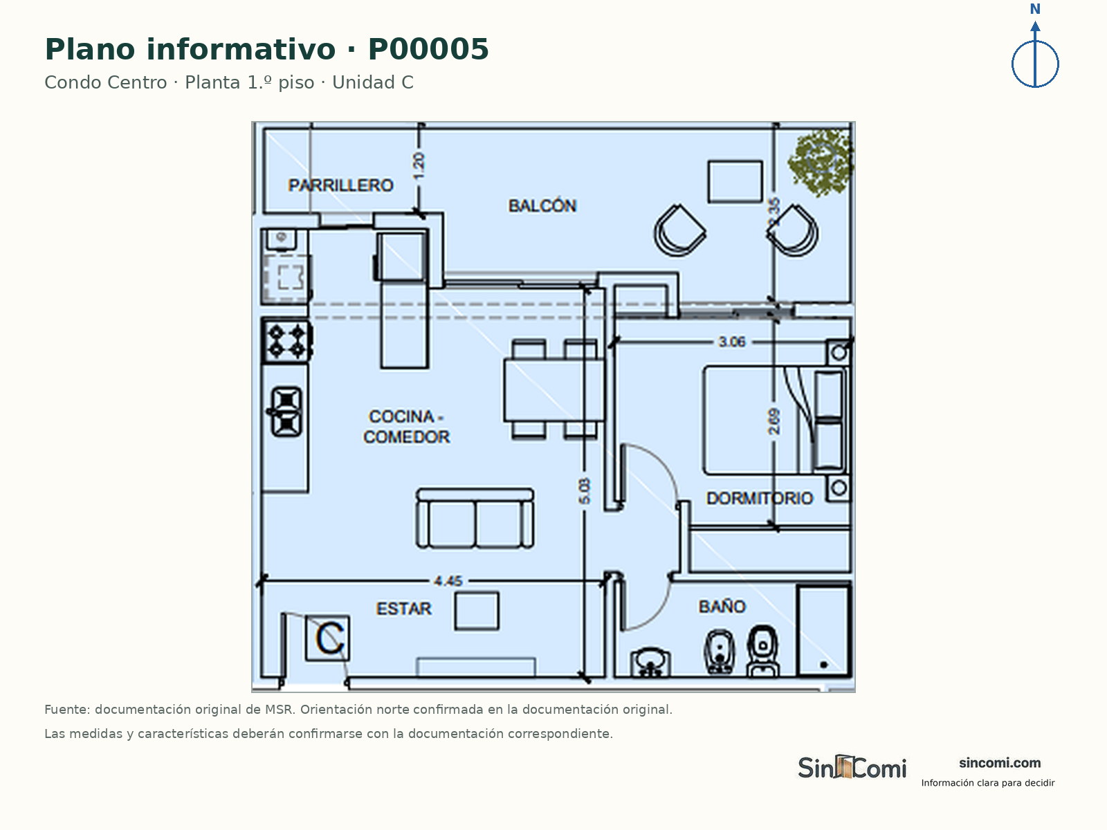 departamento 01-C Condo Centro - 1 dormitorio